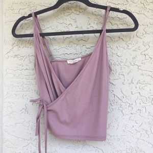 Dusty pink LA Hearts wraparound cropped tank